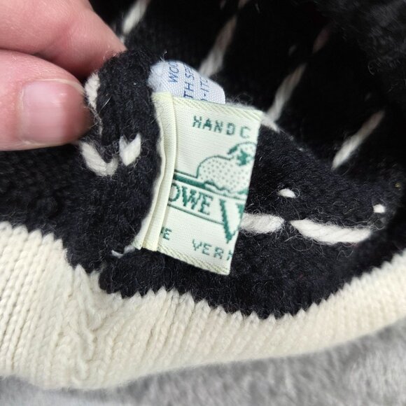 Vintage Stowe Woolens Hat One Size Black Fair Isle Wool Snowflake Knit Beanie - Picture 7 of 9